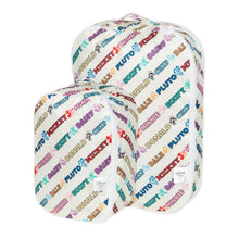 Load image into Gallery viewer, Bumkins Packing Cube 2 Pack: Mickey &amp; Friends Varsity features colorful names of Disney characters in various fonts.
