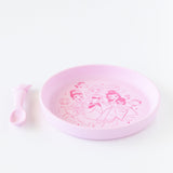 Bumkins Silicone Plate + Spoon Set: Disney Princess rests on a white background.