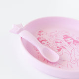 Close-up of Bumkins Silicone Plate + Spoon Set: Disney Princess on a white background.