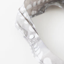 Load image into Gallery viewer, Close-up of the strap of the Bumkins Packable Tote Bag: Lunar Phase on a white background, featuring a snap closure.
