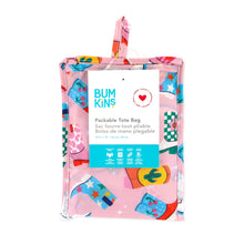 Load image into Gallery viewer, Bumkins Packable Tote Bag: Boots is folded with its packaging tag.
