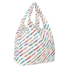 Load image into Gallery viewer, Bumkins Packable Tote Bag: Mickey &amp; Friends Varsity features colorful names of Disney characters in various fonts.
