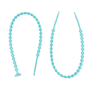 Bumkins Silicone Accessory Tether 2-Pack: Blue includes 2 food-safe silicone tethers with circular links; one has a suction cup on the end.