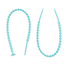 Load image into Gallery viewer, Bumkins Silicone Accessory Tether 2-Pack: Blue includes 2 food-safe silicone tethers with circular links; one has a suction cup on the end.
