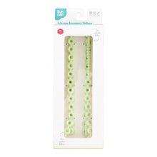 Load image into Gallery viewer, Bumkins Silicone Accessory Tether 2-Pack: Sage is shown in a white packaging box, with a clear front window displaying the product.
