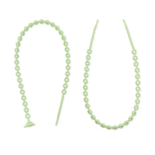 Load image into Gallery viewer, Bumkins Silicone Accessory Tether 2-Pack: Sage includes 2 food-safe silicone tethers with circular links; one has a suction cup on the end.
