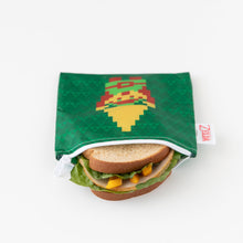 Load image into Gallery viewer, A sandwich peeks from a Bumkins Reusable Snack Bag, 3-Pack: The Legend of Zelda™ on a white background.
