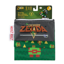 Load image into Gallery viewer, Bumkins Reusable Snack Bag, 3-Pack: The Legend of Zelda™ is shown on a green packaging header with a cartoon illustration.
