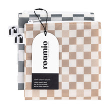 Load image into Gallery viewer, Roamio by Bumkins Bumkins Reusable Snack Bag, Large 2 Pack: Double Check is shown with a black &amp; white packaging tag.
