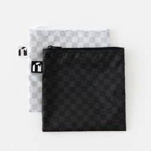 Load image into Gallery viewer, Roamio by Bumkins Reusable Snack Bag, Large 2 Pack: Rich &amp; Boujee lays overlapped on a white background.
