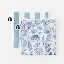 Load image into Gallery viewer, Roamio by Bumkins Reusable Snack Bag, Large 2 Pack: Coastal lays overlapped on a white background.
