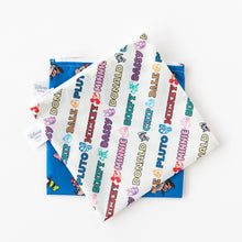 Load image into Gallery viewer, Bumkins Reusable Snack Bag, Large 2 Pack: Mickey &amp; Friends MVP are stacked on a white background.
