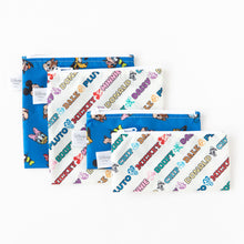 Load image into Gallery viewer, Bumkins Reusable Snack Bag, Large 2 Pack: Mickey &amp; Friends MVP are shown on a white background with other bags from the collection.
