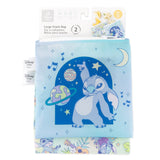 Bumkins Reusable Snack Bag, Large 2 Pack: Stitch Star-ring Up Trouble is shown on a white packaging header.
