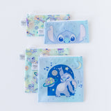 Bumkins Reusable Snack Bag, Large 2 Pack: Stitch Star-ring Up Trouble sits on a white background with two similar bags displayed above.