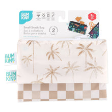 Load image into Gallery viewer, Bumkins Reusable Snack Bag, Small 2 Pack: Palm Check is shown on a white packaging header.
