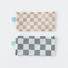Load image into Gallery viewer, Bumkins Reusable Snack Bag, Small 2 Pack: Double Check lays flat on a white background with one bag above the other.
