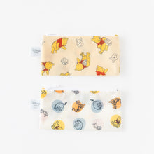 Load image into Gallery viewer, Bumkins Reusable Snack Bag, Small 2 Pack: Pooh Bear and Friends laid flat on a white background with one bag above the other.
