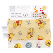 Load image into Gallery viewer, Bumkins Reusable Snack Bag, Small 2 Pack: Pooh Bear and Friends is shown on a white packaging header.
