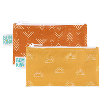Load image into Gallery viewer, Bumkins Reusable Snack Bag, Small 2-Pack: Sunshine and Grounded features two waterproof pouches—one in orange, the other in yellow.

