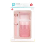 Bumkins Silicone Straw Cup with Lid: Pink is shown in a white packaging box, with a clear front window displaying the cup and straw.