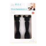 Bumkins Silicone Dipping Spoons: Mickey Mouse (Classic Black) are shown in a white packaging box with a front window displaying the spoons.