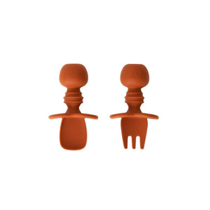 Bumkins Silicone Chewtensils®: Clay—two baby-led weaning utensils with soft, rounded grips made from 100% food-safe silicone.