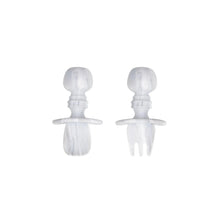 Load image into Gallery viewer, Bumkins Silicone Chewtensils®: Marble includes two white &amp; gray marble utensils with rounded handles made from 100% food-safe silicone.
