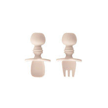 Load image into Gallery viewer, Bumkins Silicone Chewtensils®: Sand—two baby-led weaning utensils with soft, rounded grips made from 100% food-safe silicone.
