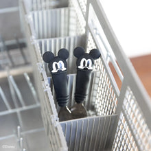 Load image into Gallery viewer, Bumkins Spoon + Fork: Mickey Mouse sits in the utensil compartment of an open dishwasher.
