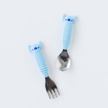 Load image into Gallery viewer, Bumkins Spoon + Fork: Stitch lays on a white background, slightly askew.
