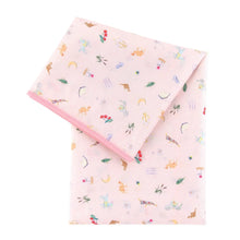 Load image into Gallery viewer, Bumkins Splat Mat: Princess Magic in light pink waterproof fabric showcases a princess and animal themed designed.

