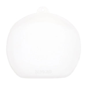 Bumkins Silicone Stretch Lid for Grip Dish 3 Section, Grip Plate is a translucent, CPSIA compliant lid with a rounded shape and top loop.