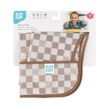 Load image into Gallery viewer, Bumkins Sleeved Bib: Sand Check is shown folded in its packaging.
