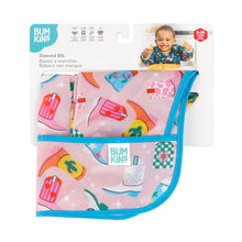 Load image into Gallery viewer, Bumkins Sleeved Bib: Boots is shown folded in its packaging.
