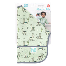 Load image into Gallery viewer, Bumkins Sleeved Bib: Llamas is shown folded in its packaging.
