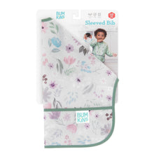 Load image into Gallery viewer, Bumkins Sleeved Bib: Floral is shown folded in its packaging.
