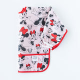 Bumkins Sleeved Bib: Minnie Mouse lays folded on a white background.