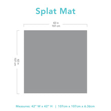 Load image into Gallery viewer, Gray silhouette of Bumkins Splat Mat with dimensions—width: 42 in (107 cm), height: 42 in (107 cm).
