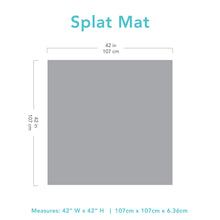 Load image into Gallery viewer, Gray silhouette of Bumkins Splat Mat with dimensions—width: 42 in (107 cm), height: 42 in (107 cm).
