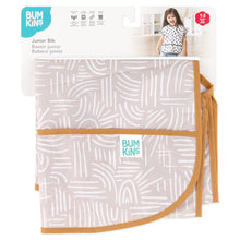 Load image into Gallery viewer, Bumkins Junior Bib: Wander is shown folded on white cardboard packaging.
