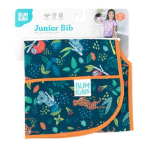 Load image into Gallery viewer, Bumkins Junior Bib: Jungle is shown folded on white cardboard packaging.
