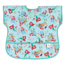 Load image into Gallery viewer, Bumkins Junior Bib: Ariel is a waterproof bib with various Ariel designs on a light blue background, perfect for toddlers.
