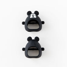 Load image into Gallery viewer, Two Bumkins Silicone Un-Droppable Mitt Teether: Mickey Mouse shown front and back on a white background.
