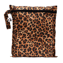 Load image into Gallery viewer, Roamio by Bumkins Wet Bag: Leopard features leopard print waterproof fabric, zipper closure, and side handle.
