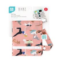 Load image into Gallery viewer, Bumkins Wet Bag: Yoga Pals is shown folded on white cardboard packaging.
