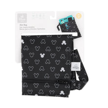 Load image into Gallery viewer, Bumkins Wet Bag: Mickey Mouse Icon Black + White is shown folded on white cardboard packaging.
