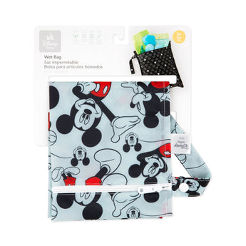 Bumkins Wet Bag: Mickey Mouse Classic is shown folded on white cardboard packaging.