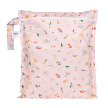 Load image into Gallery viewer, Bumkins Wet Bag: Princess Magic is a pink waterproof bag with a princess-themed icon pattern, zipper closure, &amp; side handle.
