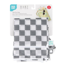 Load image into Gallery viewer, Bumkins Wet/Dry Bag: Charcoal Check is shown folded in its packaging.
